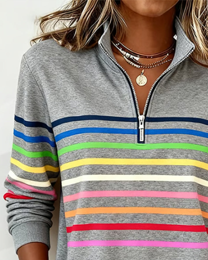Fanny | Pull demi-zippé à rayures colorées