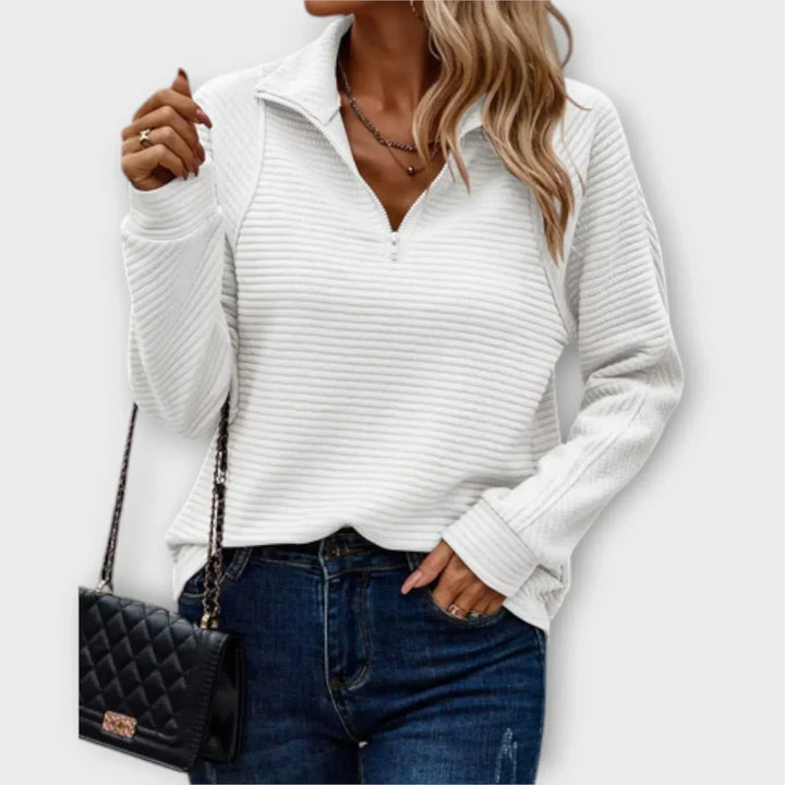 Océane | Pull demi-zippé en maille texturée