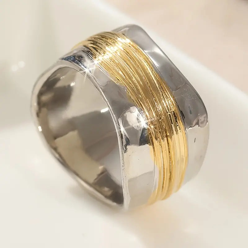 Héloïse | Bague en fil bicolore argent et or