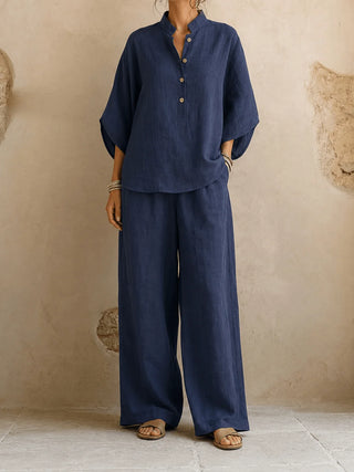 Estelle | Ensemble blouse manches chauve-souris et pantalon large