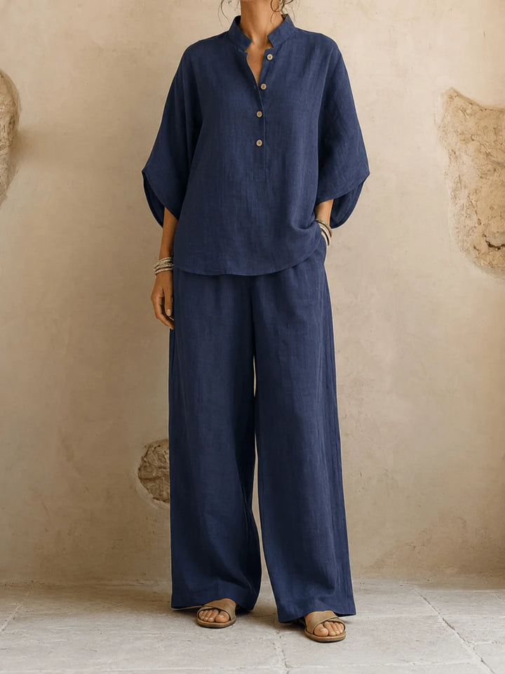 Estelle | Ensemble blouse manches chauve-souris et pantalon large