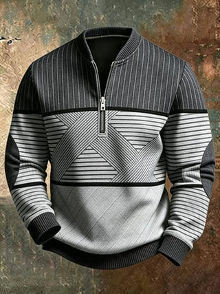 Gaëtan | Pull homme demi-zippé à motif géométrique