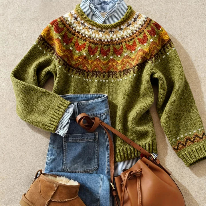 Élodie | Pull en maille jacquard nordique