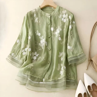 Isabella | Embroidered Button-Up Blouse