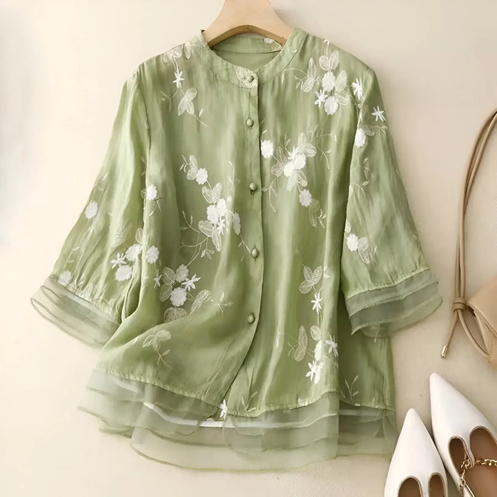 Isabella | Embroidered Button-Up Blouse