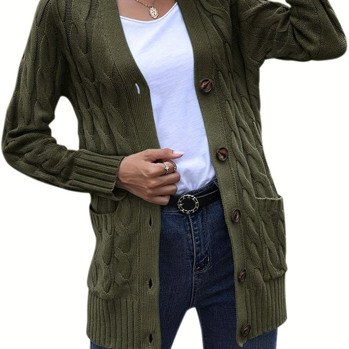 Églantine | Cardigan torsadé boutonné à poches