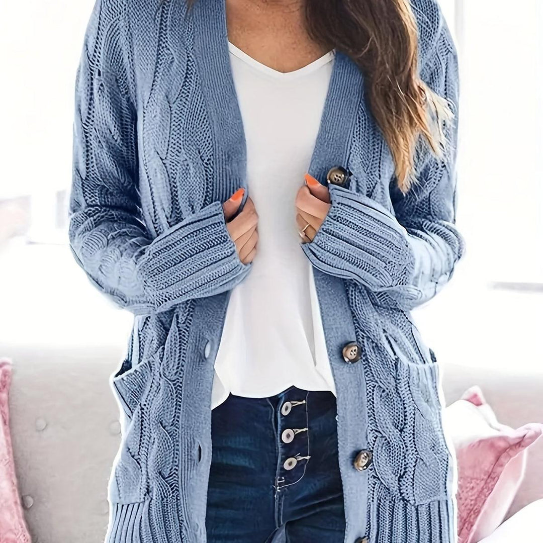 Églantine | Cardigan torsadé boutonné à poches