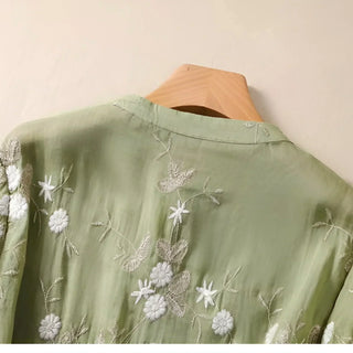 Isabella | Embroidered Button-Up Blouse