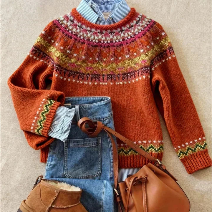 Élodie | Pull en maille jacquard nordique