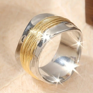 Héloïse | Bague en fil bicolore argent et or