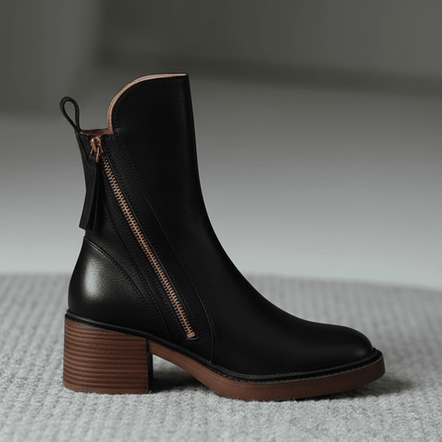 Hortense | Bottines en cuir à talon carré
