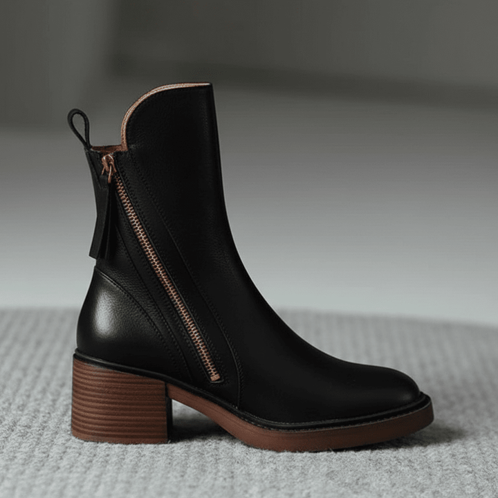Hortense | Bottines en cuir à talon carré