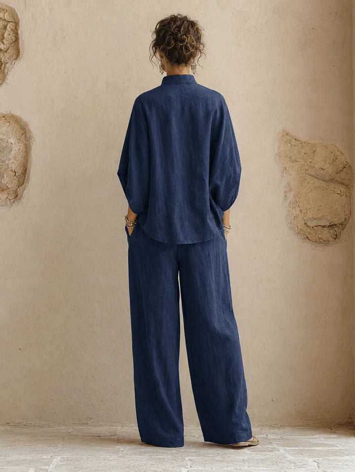Estelle | Ensemble blouse manches chauve-souris et pantalon large