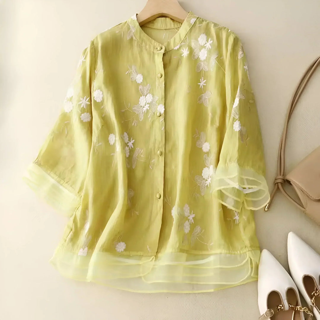 Isabella | Embroidered Button-Up Blouse