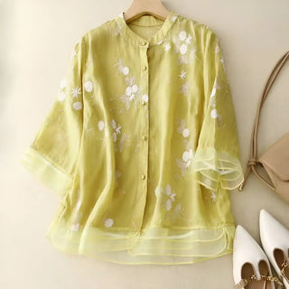 Isabella | Embroidered Button-Up Blouse