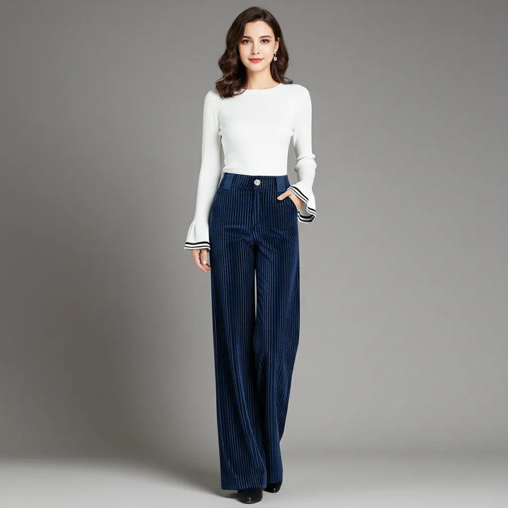 Perrine | Pantalon large en velours côtelé taille haute