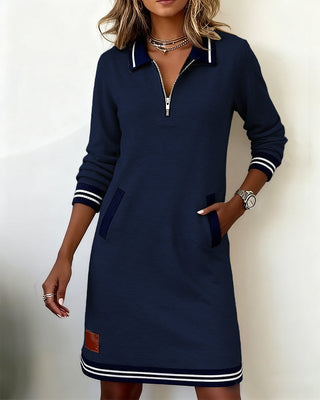 Adèle | Robe polo zippée à manches longues