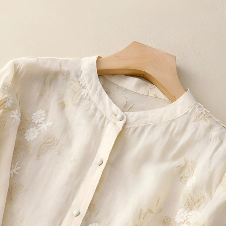 Isabella | Embroidered Button-Up Blouse