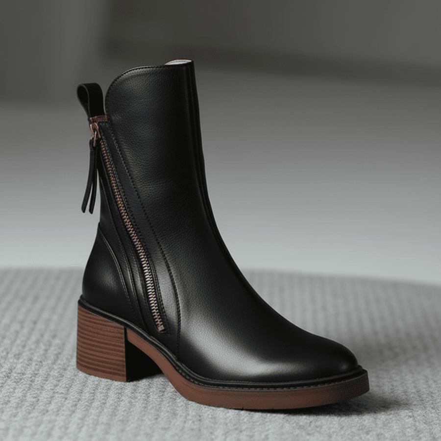 Hortense | Bottines en cuir à talon carré