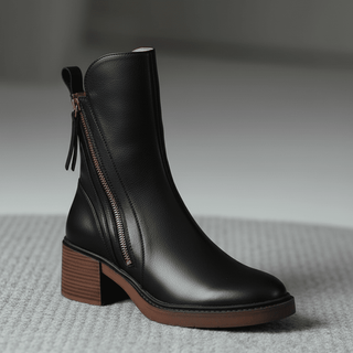 Hortense | Bottines en cuir à talon carré
