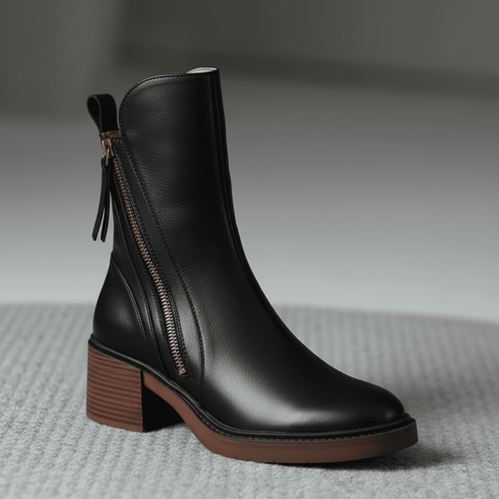 Hortense | Bottines en cuir à talon carré