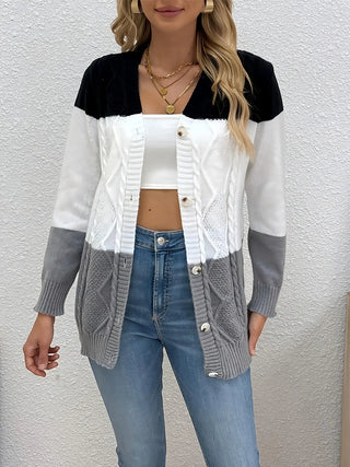 Philippine | Gilet colorblock en maille torsadée