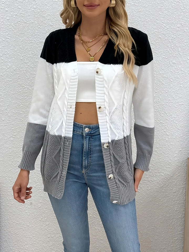 Philippine | Gilet colorblock en maille torsadée