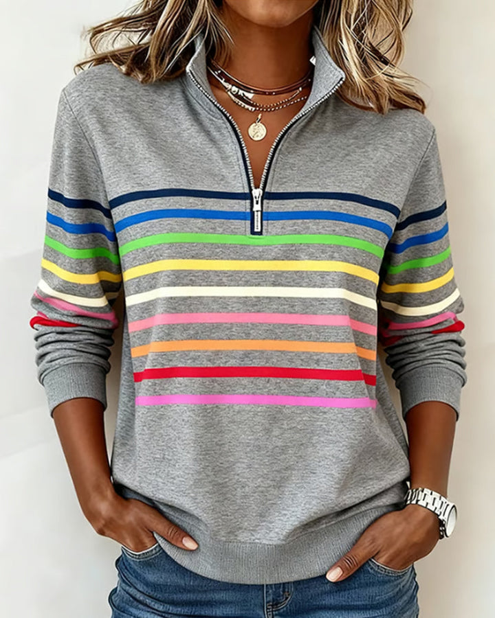 Fanny | Pull demi-zippé à rayures colorées