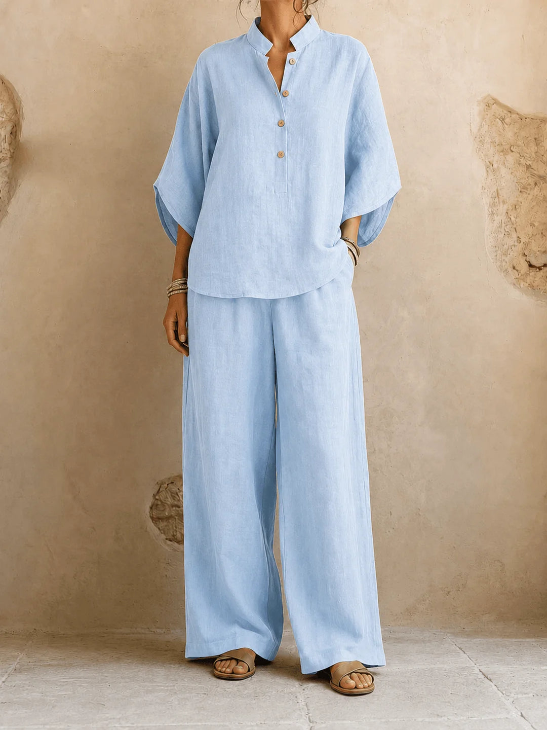 Estelle | Ensemble blouse manches chauve-souris et pantalon large