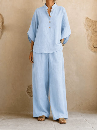 Estelle | Ensemble blouse manches chauve-souris et pantalon large