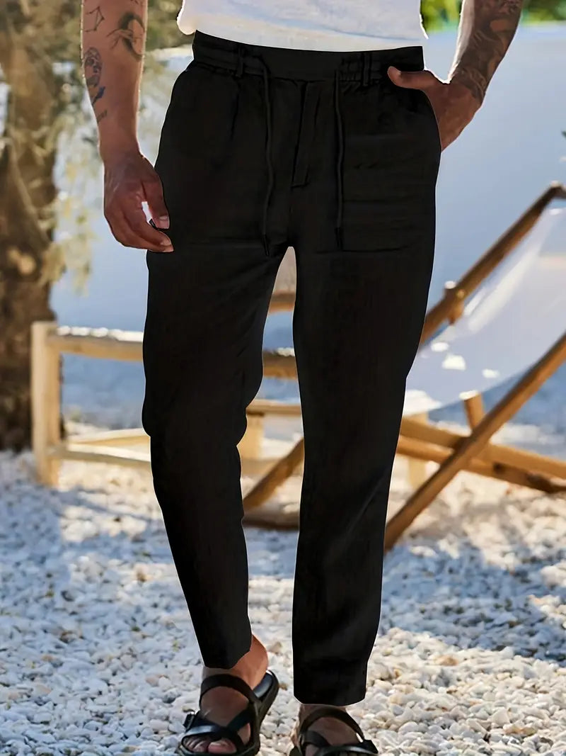Nichols | Pantalon ample en lin à cordon de serrage