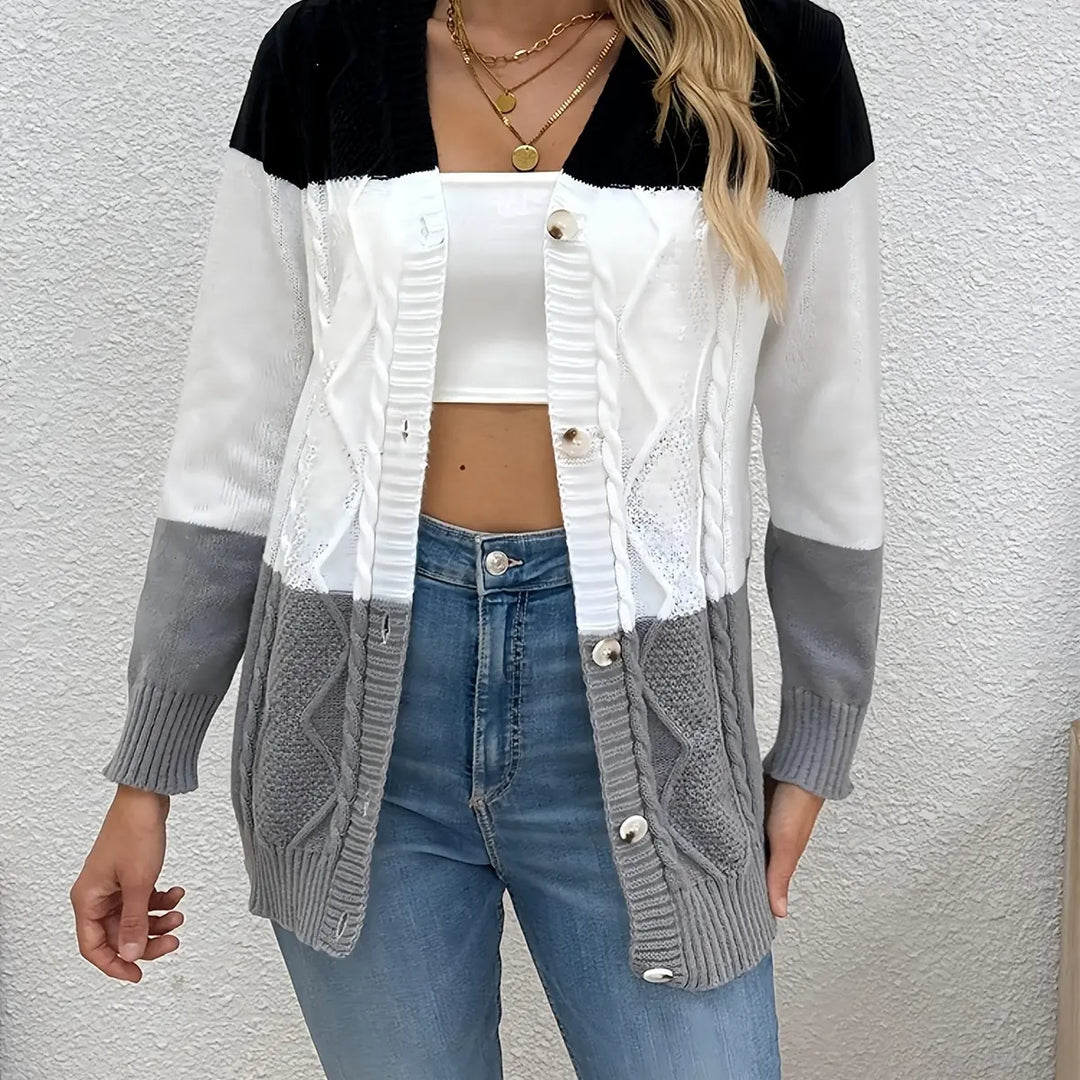 Philippine | Gilet colorblock en maille torsadée