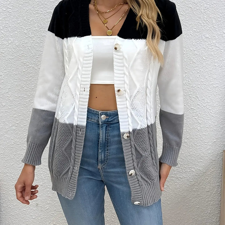 Philippine | Gilet colorblock en maille torsadée