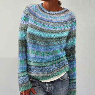 Bertille | Pull en maille jacquard tons océan