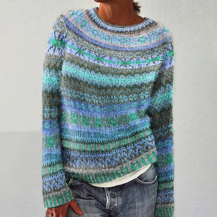 Bertille | Pull en maille jacquard tons océan