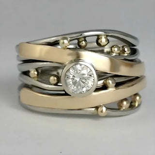 Eugénie | Bague vintage dorée à zircone cubique