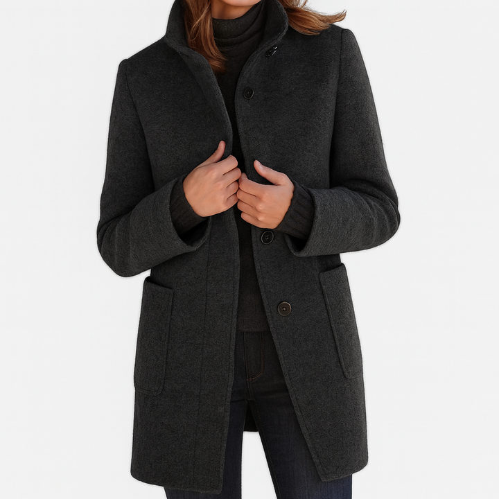 Amandine | Manteau col montant effet laine
