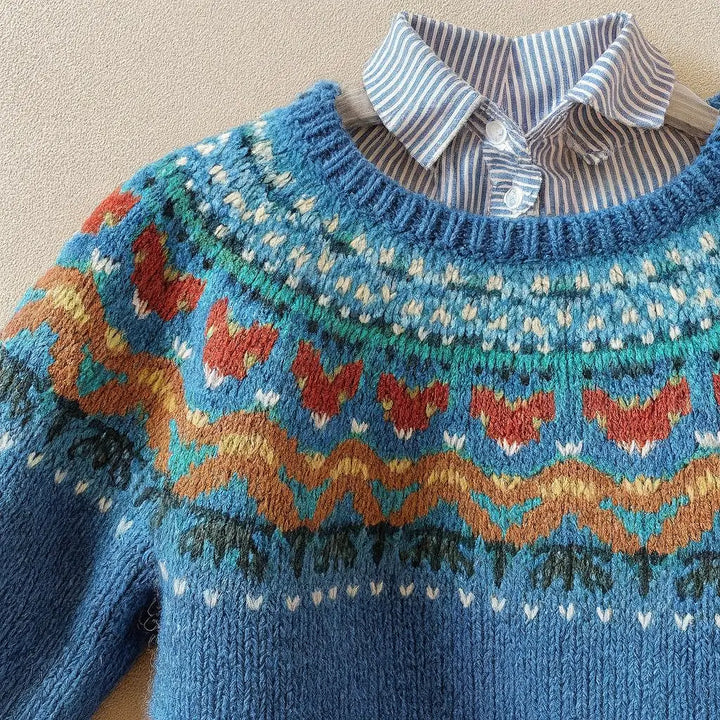 Élodie | Pull en maille jacquard nordique
