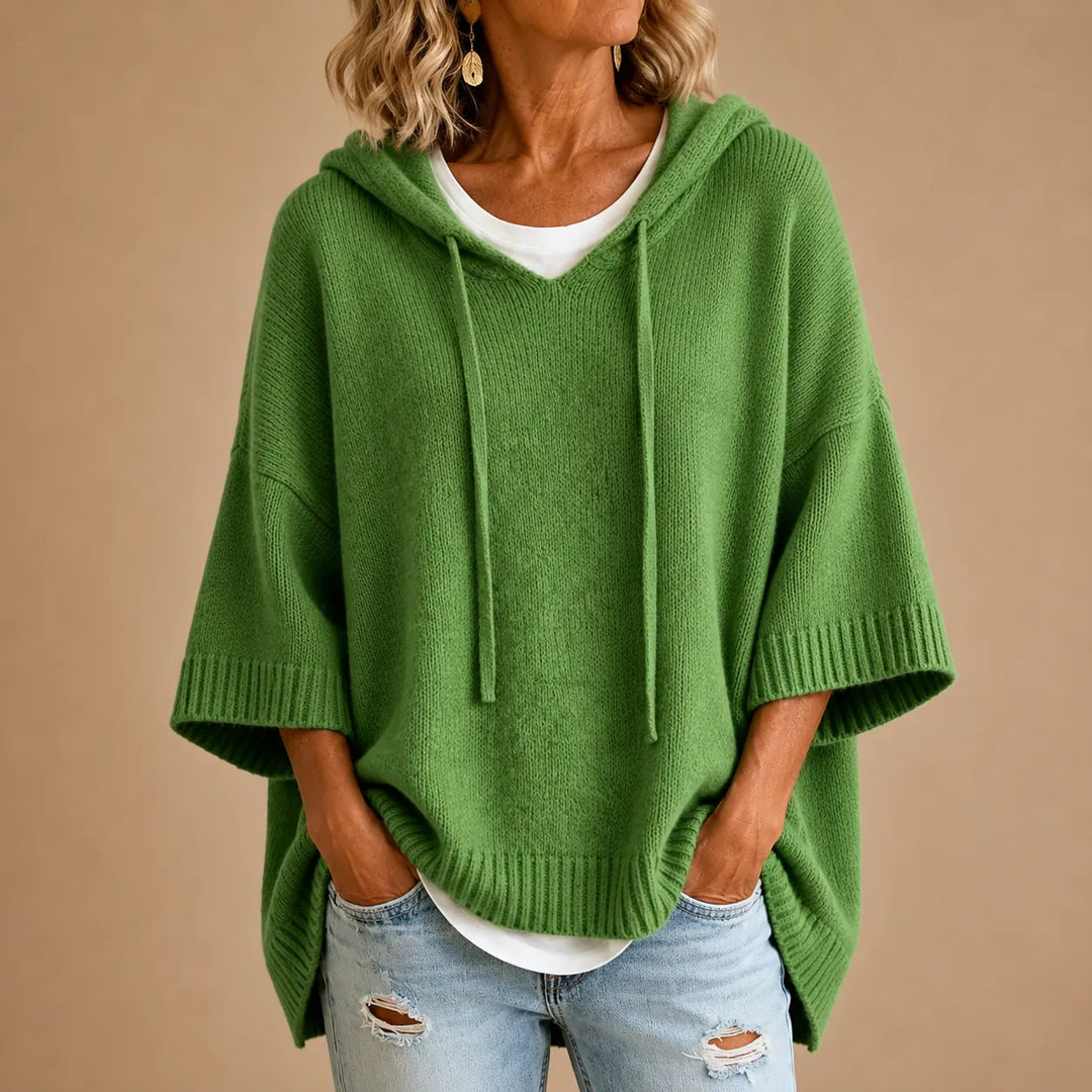 Séverine | Pull poncho oversize à capuche