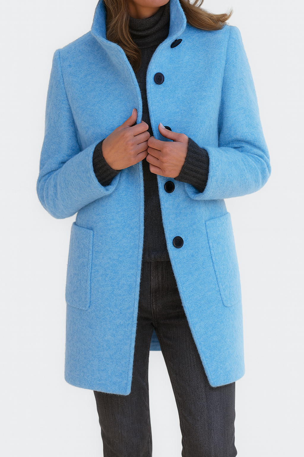 Amandine | Manteau col montant effet laine