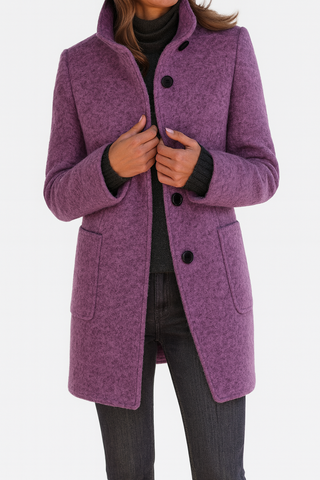 Amandine | Manteau col montant effet laine