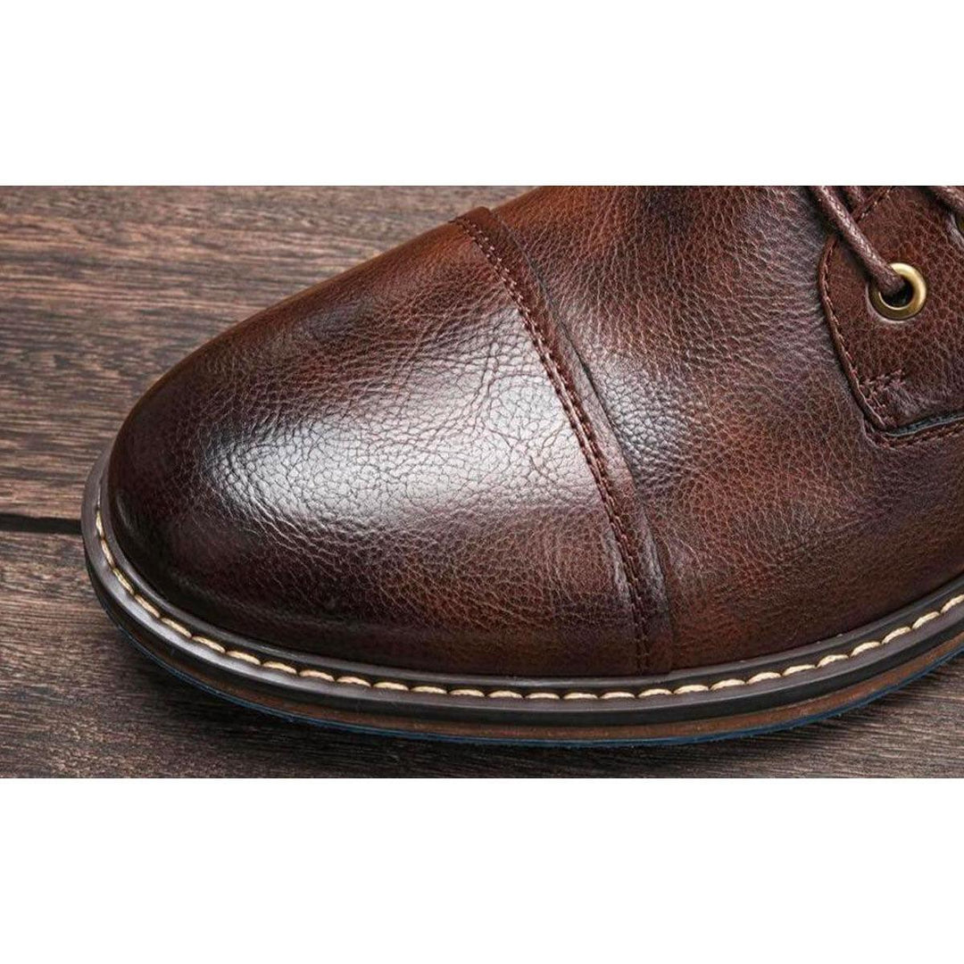 Mathieu | Bottines effet cuir à lacets et zip