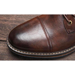 Mathieu | Bottines effet cuir à lacets et zip
