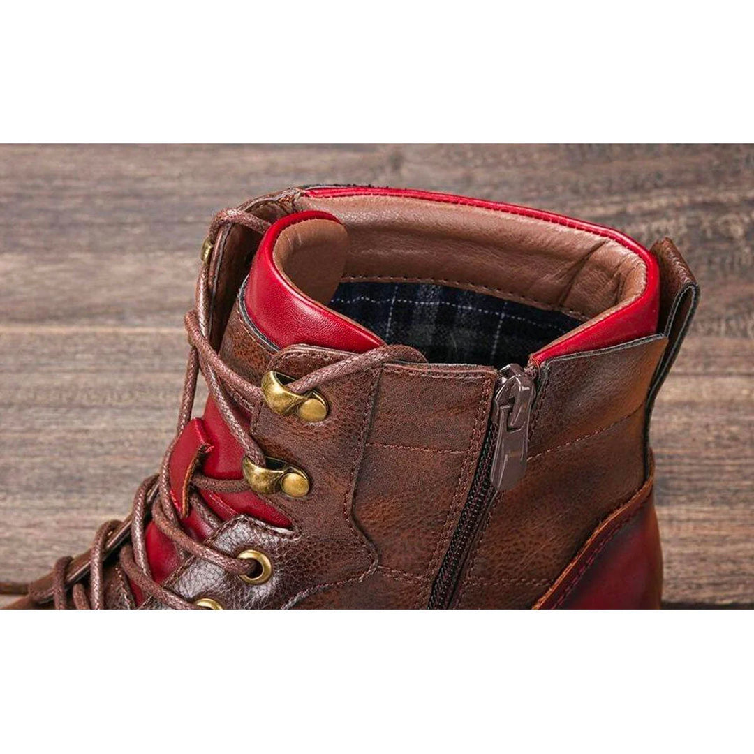 Mathieu | Bottines effet cuir à lacets et zip