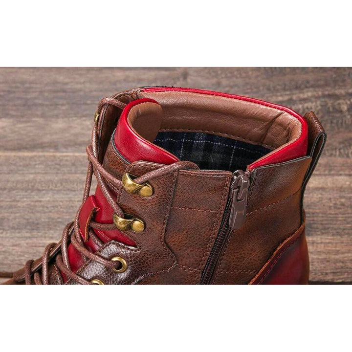 Mathieu | Bottines effet cuir à lacets et zip