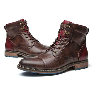 Mathieu | Bottines effet cuir à lacets et zip