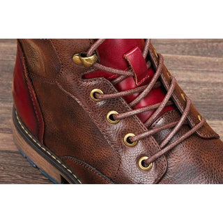 Mathieu | Bottines effet cuir à lacets et zip