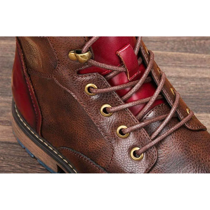 Mathieu | Bottines effet cuir à lacets et zip