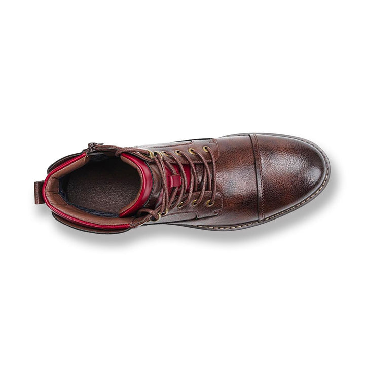 Mathieu | Bottines effet cuir à lacets et zip