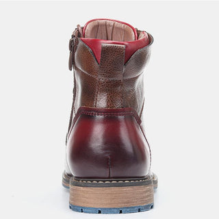 Mathieu | Bottines effet cuir à lacets et zip
